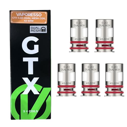 Vaporesso GTX Dual Mesh Coil [ 0.15Ω（60-75W)/0.2Ω（45-60W)/0.3Ω（32-45W) ] Fit for LUXE XR MAX 2, GEN PT80 S, GTX GO 80, SWAG PX80, LUXE XR MAX, ARMOUR G, ARMOUR...