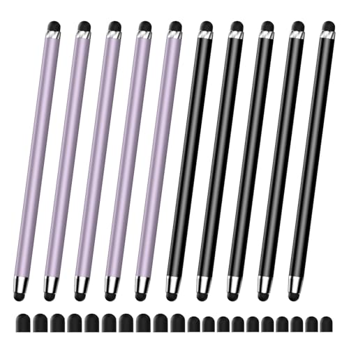 Image of 10 PCS Stylus,Stylus Pen for Touchscreen,Stylus 2-in-1 High Sensitivity & Precision Suitable for Touch Screens of iPhone /ipad /Android Tablets(10 Stylus Pen Purple /Black + 20 Tips)