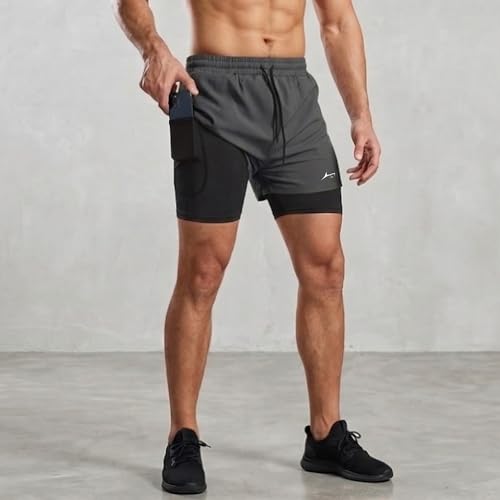 Image of PROSHARX Apex Dual Shorts Advanced with Concealed and Secure Pockets & Towel /T-Shirt Holder | Men's 2 in 1 Double Layer Short for Running, Gym & Sports