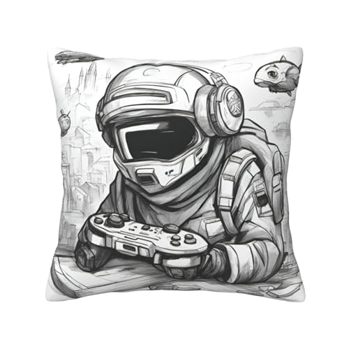 BGSHJVF Fundas de almohada decorativas de lujo con estampado de juegos monocromáticas, suaves y cómodas para sofá, cama