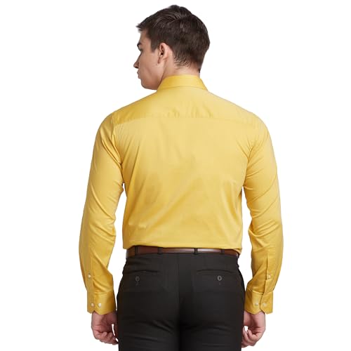 Image of Raymond Men's Solid Pattern Contemporary Fit Pure Cotton Full Sleeve Semi Cut Away Collar Formal Shirt