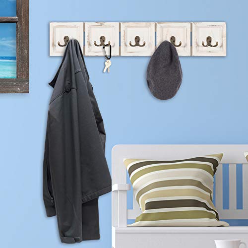 image for EXCELLO GLOBAL PRODUCTS Rustic Wall Mounted Coat Rack with 5 double ha