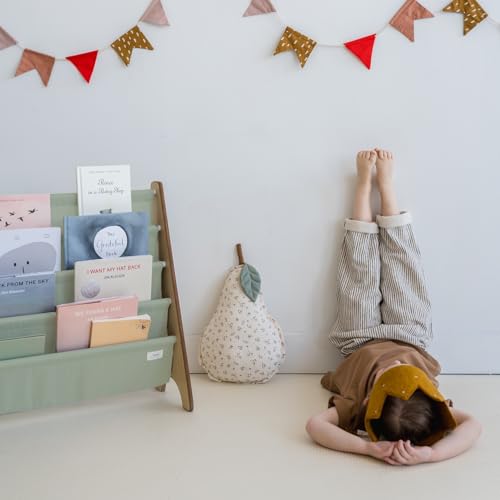 image for 3 Sprouts Recycled Fabric Kids Bookshelf – 4-Tier Sling Book Rack Or