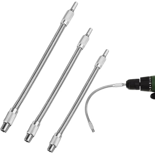 3 Stück Biegsame Welle 300mm, 360 Grad Drehbar Bohrerverlaengerung, 1/4 Hex-Shank Flexible Drill Extension Bohrer, Flexible Verlängerung Für Bohrmaschine & Schraubendreher(20cm & 30cm & 40cm)