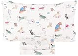 Scientific Sleep Puppy Dog 100% Cotton 3 Pcs Twin Bed Sheet Set Kids Toddler Teen, Flat Sheet & Fitted Sheet & Pillowcase Kids Bedding Set (Dogs)