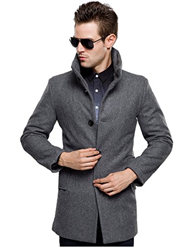 SSLR Men's Slim Fit Wool Pea Coat British Single Breasted Stylish Jacket2
