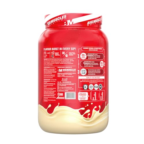 Image of Bigmuscles Nutrition Nitric Whey protein | 27g Isolate Whey Protein | Informed Choice UK Certified | ProHydrolase Enzyme Tech. for Faster Absorption & Lean Muscle Growth | Malai Kulfi | 1Kg