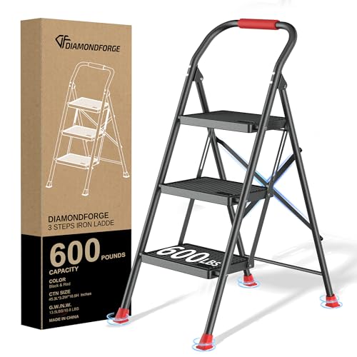 Foldable 3-Step Ladder with Handrails