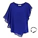 2015 New Style Women's Sexy Womens Casual T-shirt Short Sleeve Chiffon Tops Crew Neck Loose Blouse Girl's Casual Bat Sleeve Dress (M, Blue)