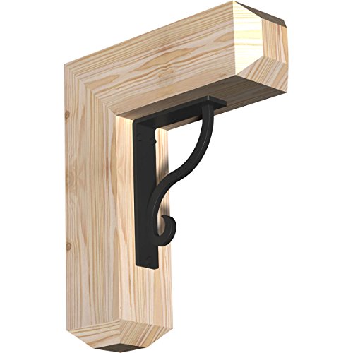 3 1/2"W x 13 1/2"D x 16"H Ashford Craftsman Ironcrest Smooth Bracket, Douglas Fir (1 1/2"W x 5 1/2"D x 8"H Iron Bracket)