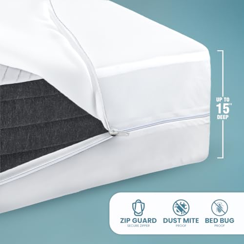 Image of Utopia Bedding Zippered Mattress Encasement - Bed Bug Proof, Dust Mite Proof Mattress Cover - Waterproof Mattress Protector (California King)