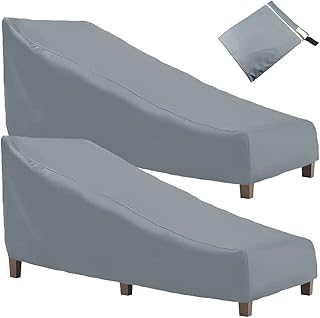 Patio Chaise Lounge Cover Grey Skyour Waterproof Heavy Duty Outdoor Recliner Cover SUN Pool Bench Chaise Longue Chair Furniture Covers for Garden Yard (2)