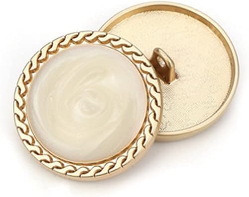 5 botones dorados vintage para mujer, para decoración de ropa, botón de metal para abrigo, accesorios de costura (blanco, 0.59 pulgadas)