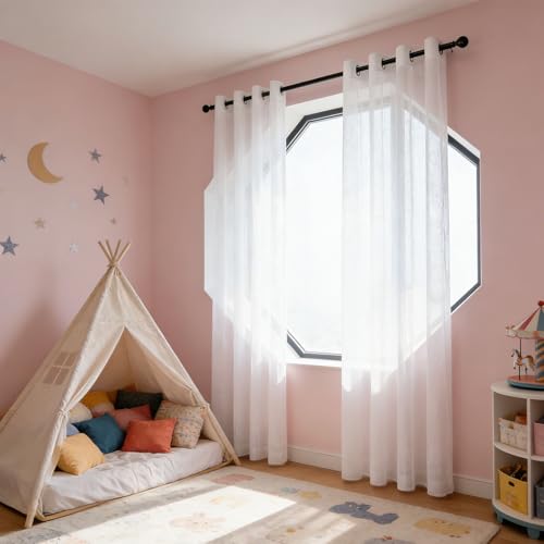 Cortinas de salón de 50 x 215 cm para ganar claridad y decorar ventanas 2