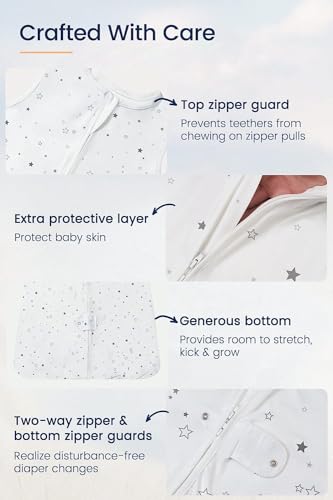 Image of TotAha Light Sleep Sack, Stretchy, Soft, Cozy Wearable Blanket Sleep Bag with 2-Way Safe Zippers for 0-6-12-24 Months 0.5 TOG