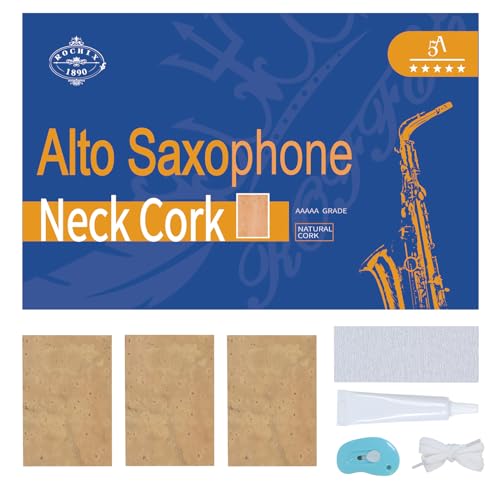 ROCHIX 1890 Alto Saxophone Sax Joint Cork Replacement Kit, Saxophone Cork, Glue, Knife, Taping and Sandpaper