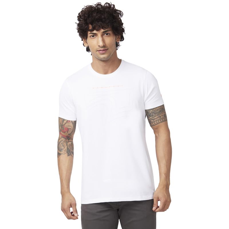 Image of Spykar Men's Slim Fit Round Neck Half Sleeve Printed Casual T-Shirt