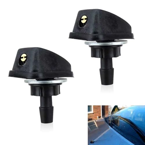Teybouk 2 PCS Front Windshield Washer Nozzles, 360 Degree Adjustable Automotive Wiper Nozzles, Fan-shaped Spray Jets, Universal for Most Cars (Black)