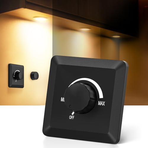 GZV 12V Dimmer Switch 200W PWM Dimmer Switch - Adjustable Brightness for LED Halogen Incandescent & Strip Lights - Compatible with RV Auto Truck Marine Black