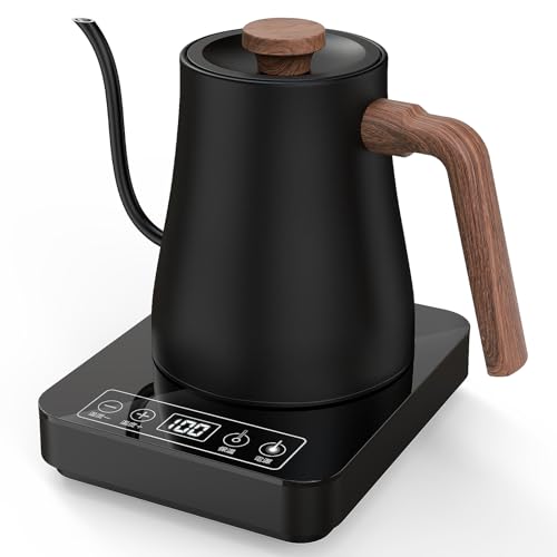 Aliliy 電気ケトル コーヒー 温度調整 ドリップケトル 0.8L 小型 コーヒー ケトル 細口 ドリップ ポット 4時間保温機能 1℃単位調整 1000W 空焚き防止機能 自動電源オフ 一人暮らし 二人暮らし ステンレス クリスマス/新年/お祝い/贈