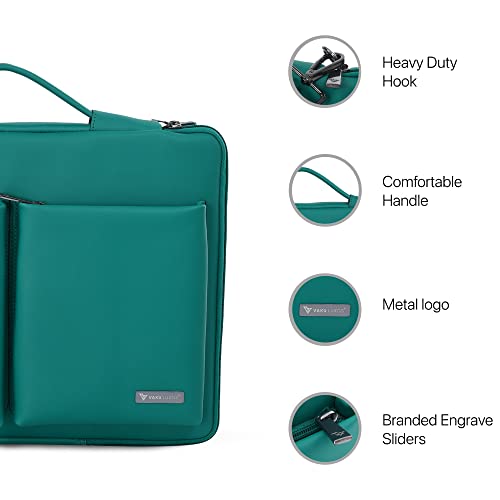 Image of Vaku Luxos MESTELLA Laptop Messenger Bag for Men and Women compatible with MacBook 14 inch Premium Collection Refined Leather Sleeve with adjustable Strap Highly Durable (Sea Green)