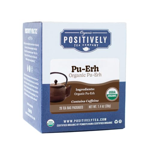 Image of Organic Positively Tea Company, Pu-Erh, Black Tea Bags, 20 Count