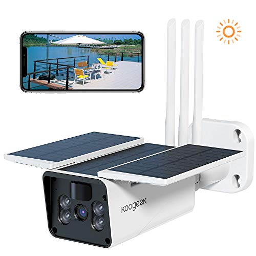 Akku Überwachungskamera aussen, WLAN IP Kamera Argus Pro mit Solarpanel von Koogeek, 2,4GHz WiFi, 1080p HD, PIR Bewegungsmelder, 2-Wege-Audio und SD Kartenslot