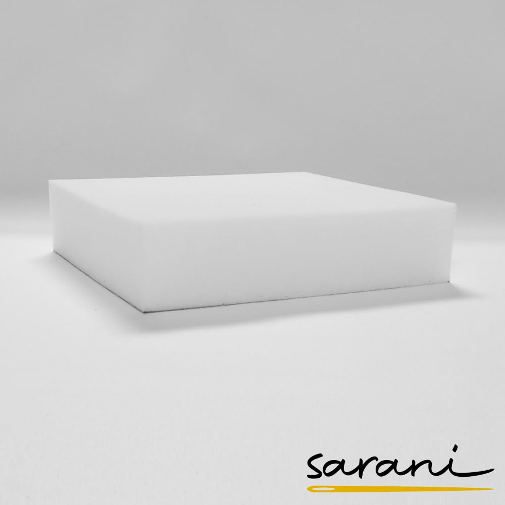 SaRani Spugna in Poliuretano Rettangolare per Imbottiture di Cuscini e Schienale per Divani, Materassi Panche - Densità 30 kg/mc (80 x 70 x 12 cm)