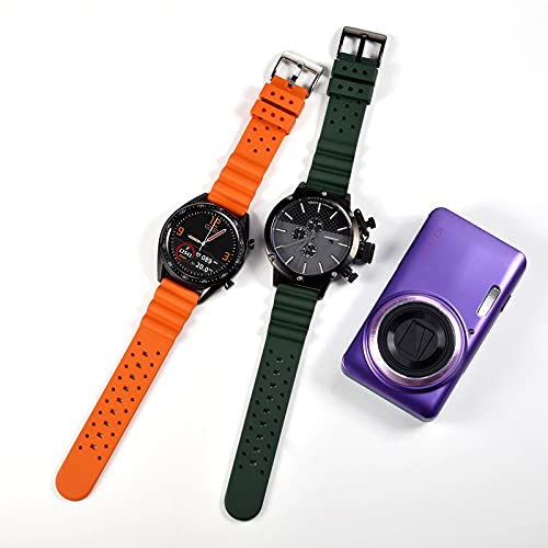 Wocci 22Mm Ventilated Watch Band For Men, Fkm Rubber, Silver Buckle (Pumpkin Orange) #TOP5