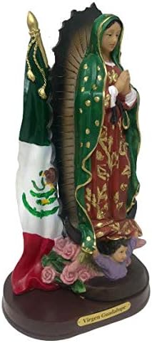 Miniatura 4 de miSantuario Virgen De Guadalupe Con Bandera México 12 pulgadas Nuestra Señora de Guadalupe Bandera de México Estatua de Resina #19998