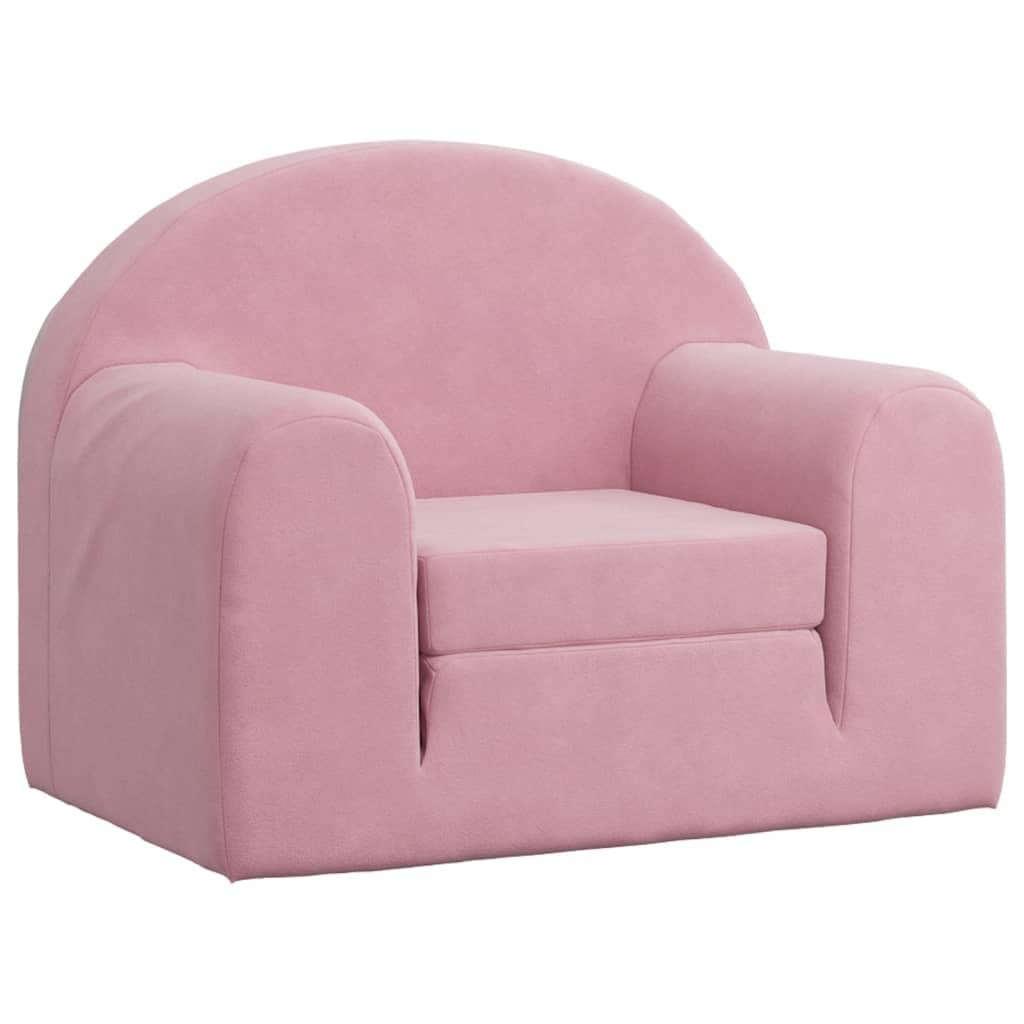 vidaXL Canapé-​lit pour Enfants, Lit de Jour avec Dossier et Accoudoirs, Lit d'Invité pour Tout-​Petits Chambre Salon Maison, Rose Peluche Douce