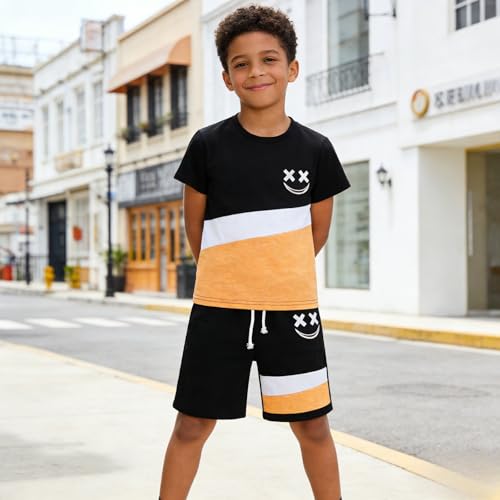 Image of Boys Clothes 2 Piece Size 6-13Y Short Sleeve T-Shirt & Shorts Set Casual Kids Boys Spring Summer Outfits