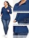 FOREYOND Plus Size Quarter Zip Pullover Women Long Sleeve Golf Polo Shirts Workout Athletic Tops Yoga Running Gym Clothes Dark Blue