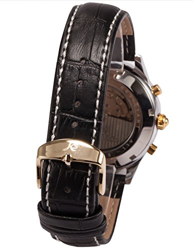 Kronen Soehne Genuine Leather Black Round Man Mens Analog Mechanical Automatic Wrist Watch