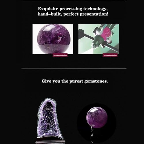 Cristal d'améthyste violet en sphère de 40mm, idée cadeau déco avec socle
