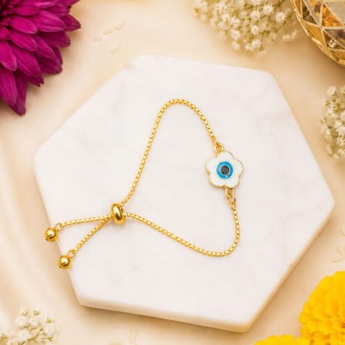 Image of I Jewels Designer Evil Eye Lumba Rakhi Bracelet with Rakshabandhan Card for Bhabhi /Sister