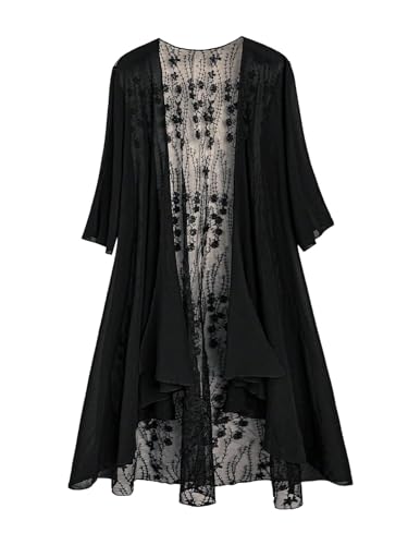 WDIRARA Women's Plus Size 3/4 Sleeve Sheer Mesh...