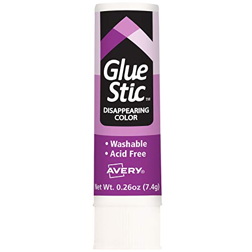Avery Glue Stick Disappearing Purple Color, Washable, Nontoxic, 0.26 oz. Permanent Glue Stic, 12pk (00216)