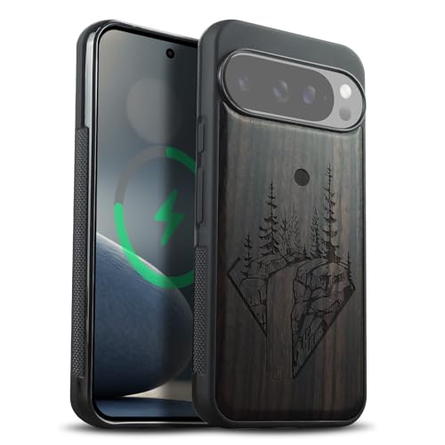 Coque Pixel 10 antichoc Magsafe en bois véritable protectrice pour Pixel 10 Pro