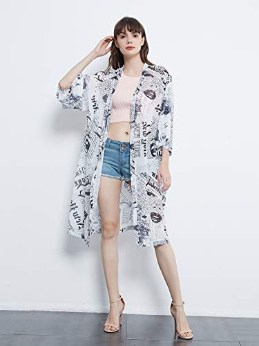 Image of Anna-Kaci Women Print Short Sleeve Cardigan Long Open Stuff Kimonos Loose Casual Cover Up Shirts