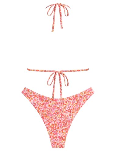 Image of ZAFUL Womens Halter Bikini Sets Triangle Bikinis High Cut Swimsuits 2 Piece Bathing Suits Sexy Swimwear