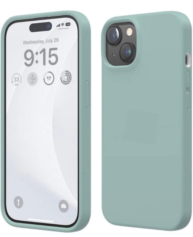 Image of Premium Liquid Silicone Case for iPhone 15 Plus - Slim Full Body Protective Back Cover with Soft Microfiber Lining, Anti-Slip Grip Scratch Resistant Phone Case (Sea Green)