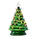 Brightown Ceramic Christmas Tree, Plug in Tabletop Artificial Christmas Decoration Tree with Multicolored Lights, 15-Inch Large Green Christmas Tree, Star Included