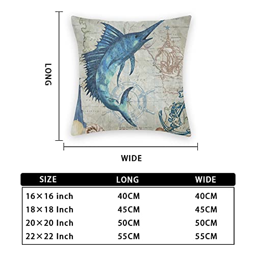 Bbkd Set Of 4 Mediterranean Style Throw Pillow Covers 18X18 Inch , Ocean Sea Coastal Pillow Covers,Home Decor Polyester Pillowcase ，For Living Room Bed Sofa Cushion Cover （Mediterranean,18X18） #TOP5