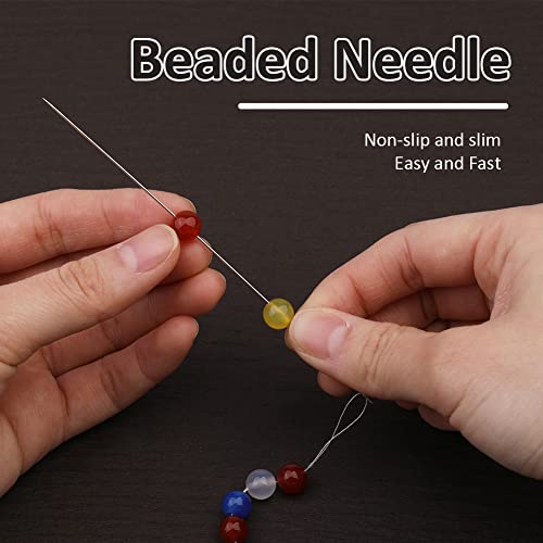 Beading Needles, 12 Pcs Big Eye Beading Needles, 20 Pcs Long Straight Beading Needle, 0.6Mm Elastic String And Needle Threaders For Jewelry, Seed Beads, Pony Beads, Bracelets Making #TOP4