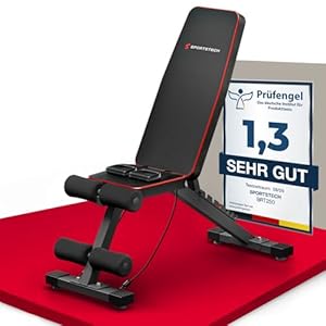 Sportstech BRT250 Hantelbank klappbar & verstellbar – Multifunktionale Fitnessbank für zuhause, 7 in 1 Schrägbank & Trainingsbank für Ganzkörpertraining, kompakt faltbar, bis 300 kg belastbar