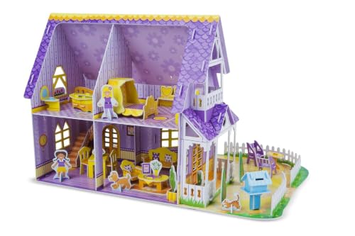 Image of Big Style 3-Story Princess Dollhouse with Slide & Furniture | Luxury Pink Castle Doll House Toy for Girls | DIY Pretend Play Villa Playset Birthday Gift for Kids (Doll House 11)