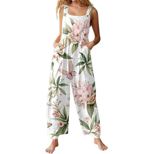 Generisch Elegant Lang Sommer Jeans Overall Kuschelig Ärmellos Jeanslatzhose weit 90er Jahre Bib Romper 90er Jahre Outfit Damen Peto hose High Waist Baggy Trägeroverall, rosa claro, L