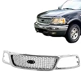 Titanium Plus Autoparts 2000-2003 Compatible With FORD F-150 Front Grille Grill FO1200404 Chrome Black