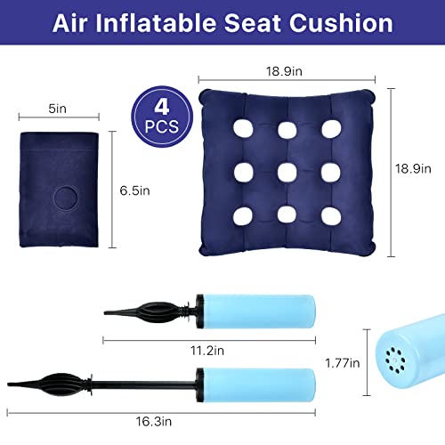 Akamino 2 Pack Inflatable Seat Cushion, Portable Waffle Chair Cushion With Inflatable Pump, Pressure Relief Seat Cushion For Tailbone Sciatica Office Wheelchair Travel Cars (Blue) #TOP1